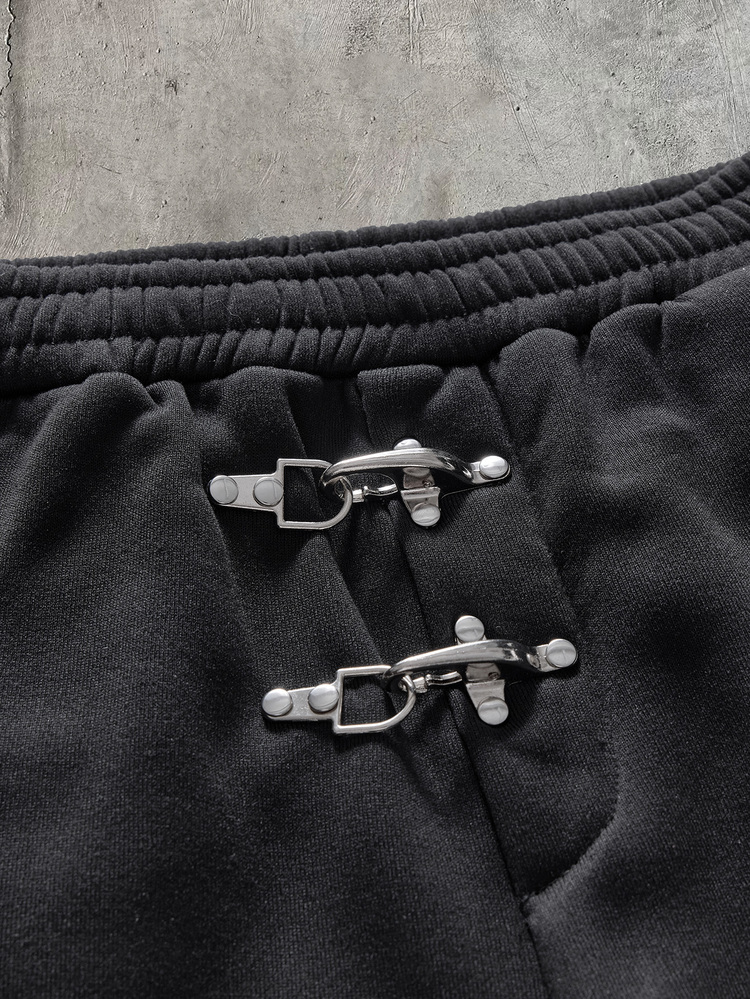 AXEPEAK Men's Airplane Buckle Hooded Sweatshirt And Sweatpants Casual Daily Set - Black - View 9