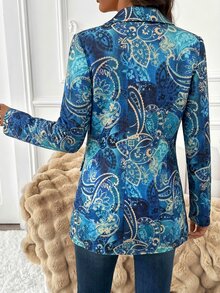 SHEIN Clasi 女款優雅秋季格紋西裝外套，百搭日常長袖夾克，通勤經典格紋大衣 - 彩色 - 查看 2