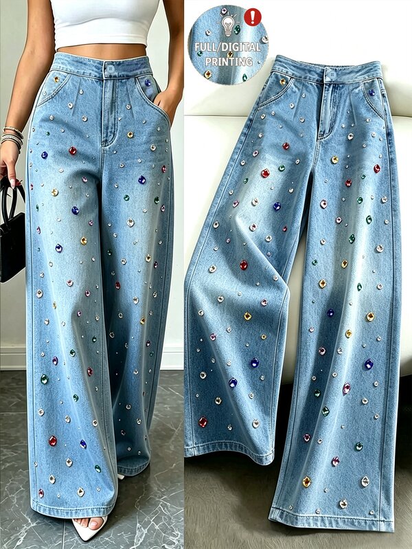 Rafferiza Elegant Fashion Wide Leg Pants Autumn Winter Festival Party Trousers Halloween Daily Casual Commuter Versatile High Waist Loose Bottoms