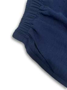 Linhara CURVE Plus Size Navy Blue Colorblock Sleeveless Shirt And Wide Leg Pants 2 Pieces Set - Multicolor - View 7