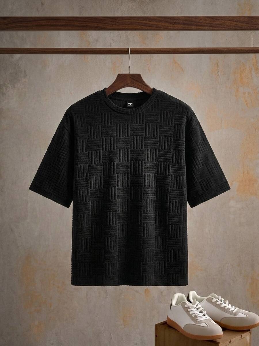 Vientiro Loose Fit Men Solid Drop Shoulder Tee - Dark Grey - View 1