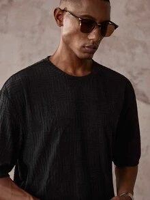 Vientiro Loose Fit Men Solid Drop Shoulder Tee - Dark Grey - View 6