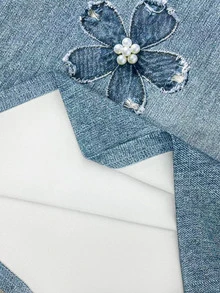Resyla Denim Floral Print Casual Loose T-Shirt For Women - Multicolor - View 7