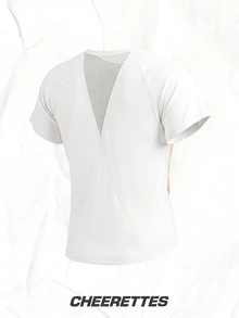 SHEIN Cheerettes Women's Plus Size Gradient Color Casual Fitness Sports T-Shirt - White - View 3
