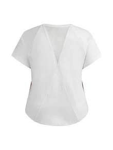 SHEIN Cheerettes Women's Plus Size Gradient Color Casual Fitness Sports T-Shirt - White - View 5