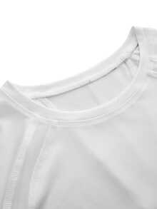SHEIN Cheerettes Women's Plus Size Gradient Color Casual Fitness Sports T-Shirt - White - View 6