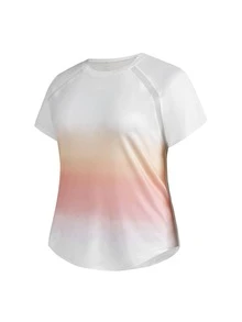 SHEIN Cheerettes Women's Plus Size Gradient Color Casual Fitness Sports T-Shirt - White - View 9