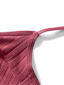Ocili 100% Cotton Ribbed Comfortable Basic Minimalist Underwear, EasyComfort ChicAutumnCasual Women's Bra - Burgundy - View 9