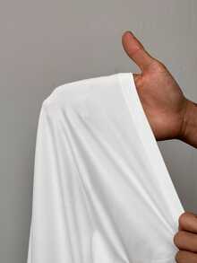 BamGleam Solid Color Stand Collar Asymmetric Hem T-Shirt Fall Cloth For Women - White - View 7