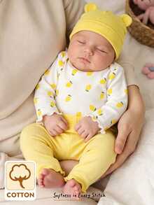 Set Pakaian Santai Lengan Panjang Motif Kartun dan Bunga Lucu untuk Bayi Perempuan Baru Lahir - MultiWarna - View 1