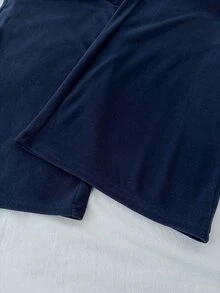 SHEIN Teen Girl Teen Girls Pants English Print Pattern Casual Slim Fit Long Pants - Navy Blue - View 8