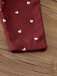 SHEIN Baby Set Corduroy Round Neck Sleeveless Pocket Button Long Loose Fit Romper Fall Burgundy - Burgundy - View 3