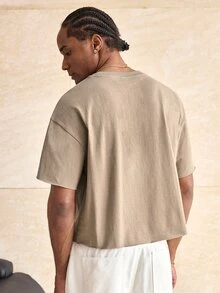 Manfinity BRENVOR Boxy Cropped 100% Cotton Tee Shirt - Grey - View 3
