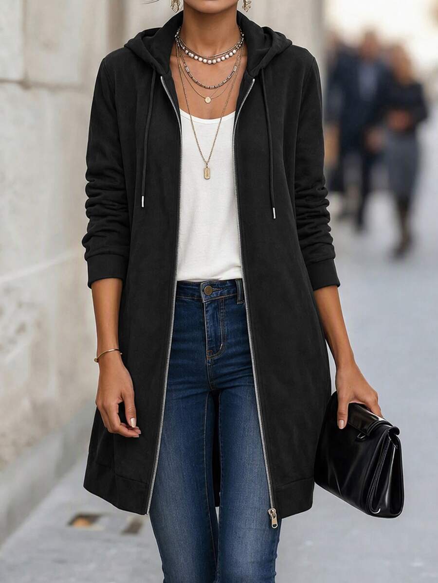 SHEIN Women Coats - Black - View 1
