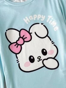 SHEIN Tween Girls Pajamas Kids, Snug Fit - Blue and White - View 6