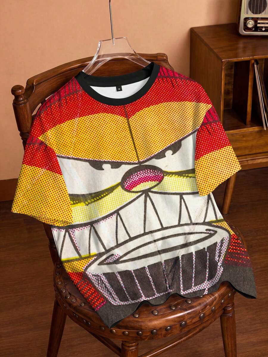 GARFIELD | SHEIN Men's Crew Neck Cartoon Graphic Casual Daily Wear T-Shirt - White - View 1