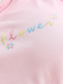 SHEIN 4件組女孩大童蝴蝶結印花可愛甜美粉色繫帶加厚內墊背心，柔軟可穿著背心上衣，適合學校體操，白色冬季可愛全白款 - 彩色 - 查看 5
