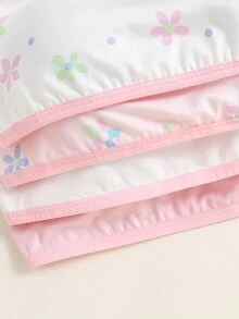 SHEIN 4件組女孩大童蝴蝶結印花可愛甜美粉色繫帶加厚內墊背心，柔軟可穿著背心上衣，適合學校體操，白色冬季可愛全白款 - 彩色 - 查看 7