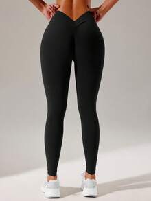 Velisys Velisys 2pcs V Back Scrunch Seamless Leggings For Women Soft High Waisted Lifting V-Back Booty Tights Workout Gym Yoga Pants - Multicolor - View 6