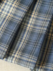 Tween Girls 2pcs/Set College Style Blazer Jacket And Pleated Plaid Mini Skirt Outfit, Spring/Autumn, Vintage, Casual - Black - View 6