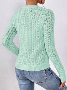 SHEIN Frenchy Women's Solid Color Casual Versatile Daily Outing Long Sleeve Cardigan Turquoise,Teal Blue,Light Blue - Mint Green - View 2