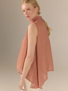 KÆRIA Hus Draped Halter Neck Blouse - Georgette - Black Polka Dot - Feminine, Office Wear Brunch Work, Fluid Shape, Easy Summer Elegant French - Multicolor - View 2