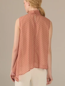 KÆRIA Hus Draped Halter Neck Blouse - Georgette - Black Polka Dot - Feminine, Office Wear Brunch Work, Fluid Shape, Easy Summer Elegant French - Multicolor - View 3