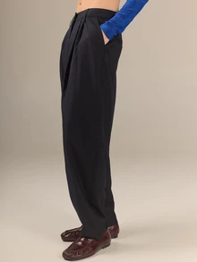 KÆRIA Hus Front Pleat Trousers - Tailored Twill - Navy - Office, Polished, Wardrobe Staple, Premium Fabric - Navy Blue - View 6