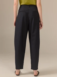 KÆRIA Hus Front Pleat Trousers - Tailored Twill - Navy - Office, Polished, Wardrobe Staple, Premium Fabric - Navy Blue - View 3