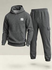 SHEIN Kids Tween Boy Casual Pattern Hoodie And Pants 2 Pieces Set, Suitable For Commuting, School, Daily Casual Wear, Outings, Sports, Autumn/Winter - Grey - View 6