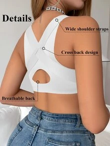 DesireSculpt 1 件女士钢圈前扣文胸，提升、支撑和矫正小胸围，避免下垂、背部脂肪和姿势问题，运动/日常穿着 - 白色 - 查看 6