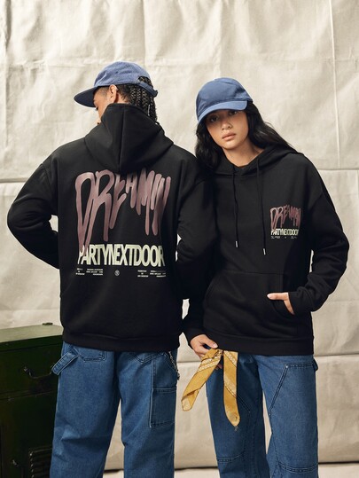 Norleigh Sweatshirt Hoodie Lengan Panjang Pria dengan Cetakan Huruf dan Saku, Tali Serut, Kasual untuk Musim Gugur/Dingin