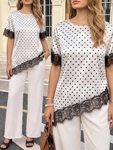 Easura Plus Size Blouses - Black and White - View 1
