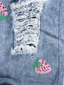 SHEIN 少女草莓图案口袋吊带连体裤，适合日常上学、户外活动、购物、休闲穿着 - 彩色 - 查看 6