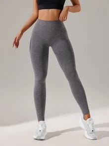 Slayform Slayform Solid Ruched Back Sports Leggings Yoga Women Pants - Dark Grey - View 4