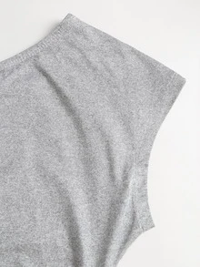 Sweetra Women's Halter 2 In 1 Short Sleeve Top, Casual Versatile Style For Daily Wear - Light Grey - View 6