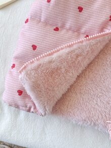 SHEIN Vintaside Kids 女嬰 0-3歲 1件裝 秋冬可愛風愛心印花保暖無袖抓絨內裡背心 - 粉色 - 查看 7
