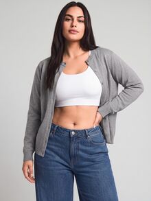 YARNWELL 大尺碼女款純色單排扣休閒百搭日常開襟衫 - 灰色 - 查看 10