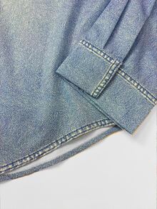 SHEIN Holidaya Blus Wanita Motif Kupu-kupu Bunga Efek Denim - MultiWarna - View 6