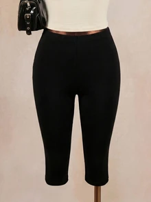 LOONEY TUNES X SHEIN Women's Rabbit Rhinestone Decor Leggings - Black - View 2
