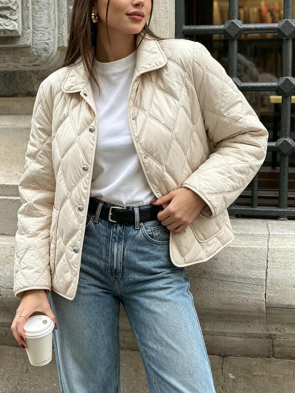 Easura Plus Size Women Solid Color Pocket Casual Normal Daily Winter Padded Coat Fashion Week Autumn Fall/Winter