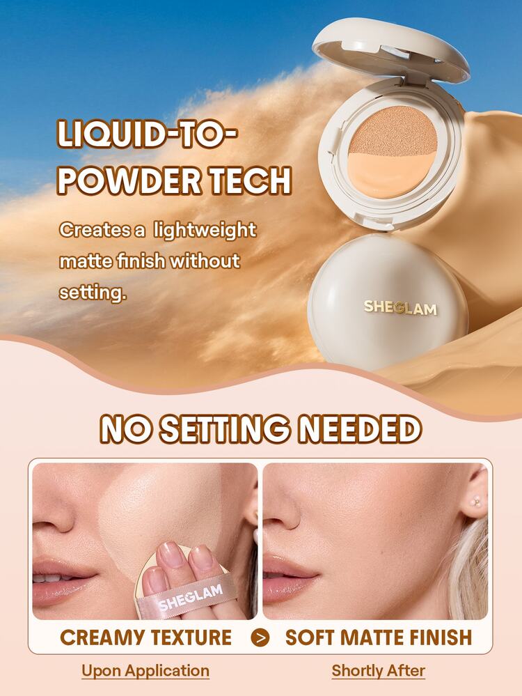 SHEGLAM Lock & Go Long-Lasting Cushion Foundation-Truffle Brand Beauty Cosmetic Makeup For Women And Girls - Truffle - View 5