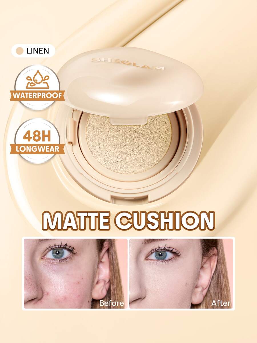 SHEGLAM Lock & Go Long-Lasting 氣墊粉餅-Linen 品牌美妝化妝品 適合女士與女孩 - 亞麻布 - 查看 1