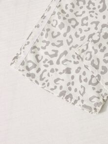 SHEIN 青少年女孩花卉灰色與白色對比腰帶休閒街頭風極簡運動長褲 秋冬款 - 淺灰色 - 查看 6