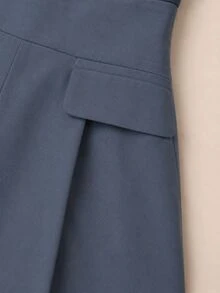 Zerodot Women Grey Tailored Deep V-Neck Mini Dress Party Going Out Fall Pre Fall - Grey - View 6