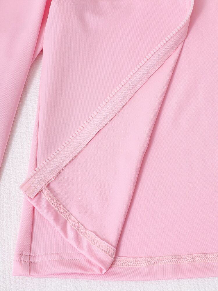 SHEIN Tween Girls Autumn Outfits 2pcs/Set S Casual Band Athletic Minimalist Outfit Set, Chic, Graduation Holiday City Break, Layered, Gym School Sport Pink - Pink - View 6