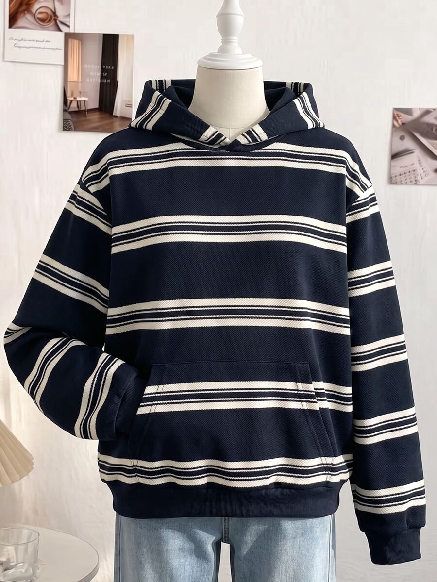 Tween Boy Casual Versatile Solid Color Loose Fit Sweatshirt Sweatshirt - Dark Grey - View 1