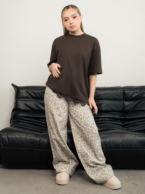 Ximena Robles Ximena Robles Women's New Leopard Print Jeans For Autumn, Suitable For Daily Street Wear Casual