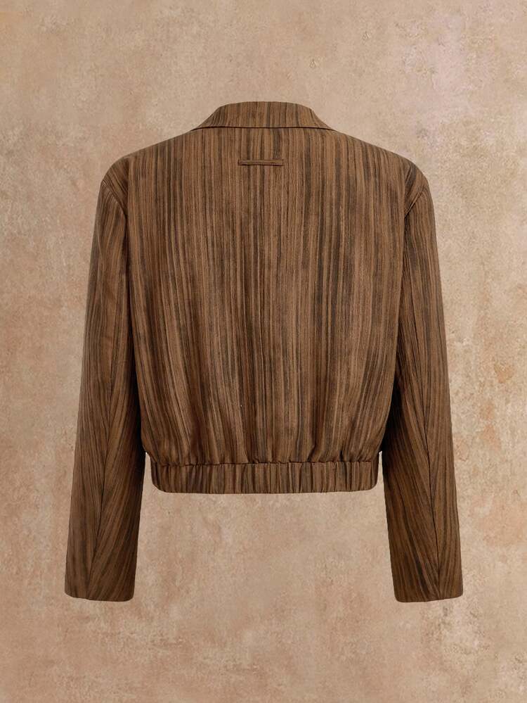HIMLAND Men's 2 Pieces Suit Set, Brown Striped Summer Business Casual Elegant Formal Office Corporate Notched Lapel Single-Breasted Blazer And Pants - Brown - View 4