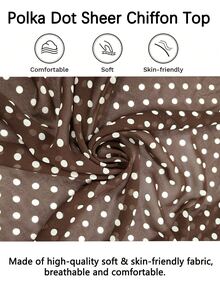 Cévolie Vintage Brown Polka Dot Choker Maxi Dress, Deep V Back Tie Flowy Chiffon Slip Sundress - Brown - View 5